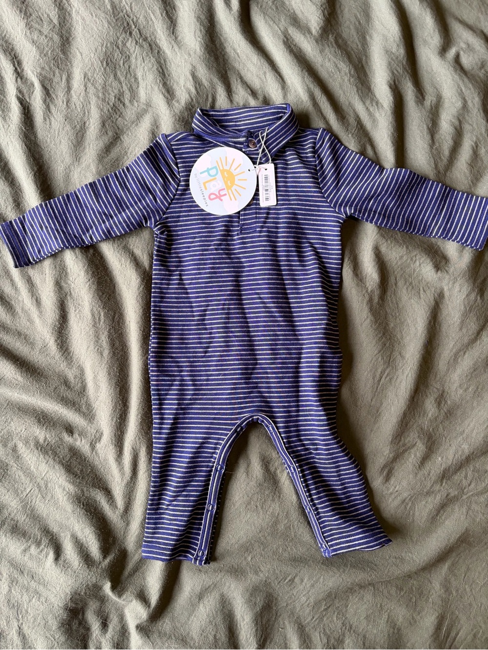 Little Sleepies Navy and White Striped polo One-Piece